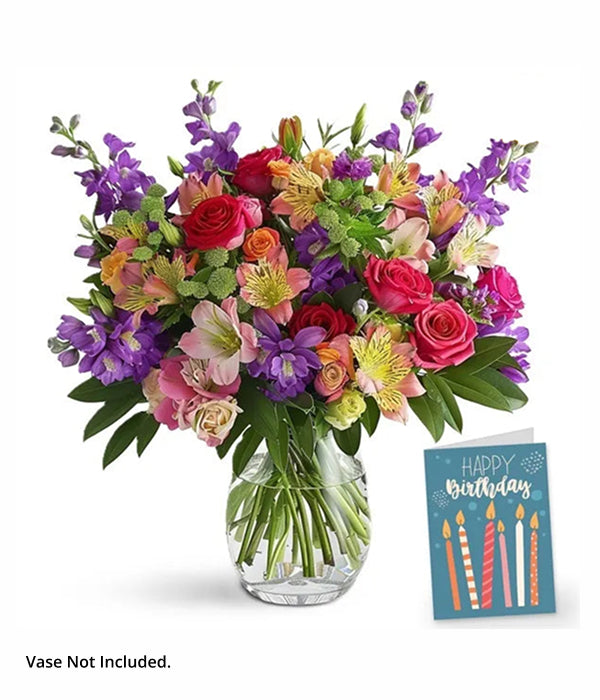 Birthday Florist's Choice bouquet with Happy Birthday card
