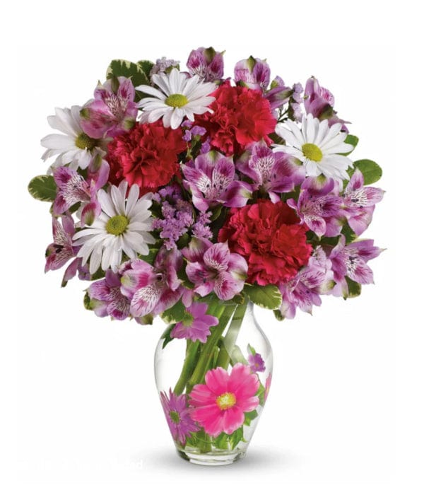 Bouquet of colorful blooms in vase (BloomsofLove)