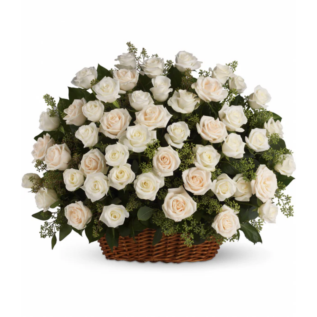 Panier de roses abondantes