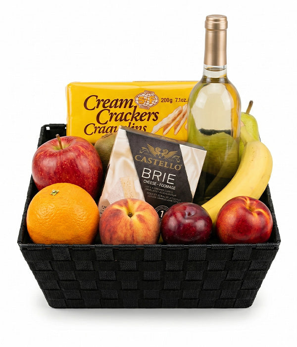 Fruit, White Wine & Cheese Basket