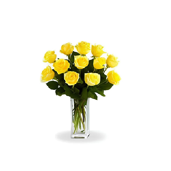 12 roses jaunes à longues tiges 
