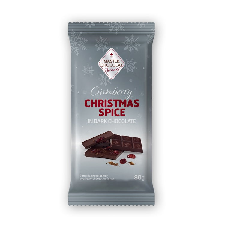 Barre aux canneberges et épices de Noël 80g - Noir