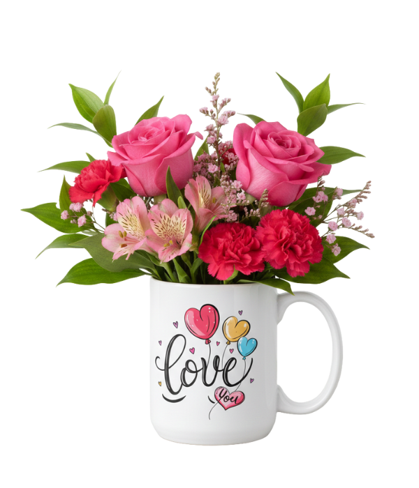 Romance rosée dans une tasse